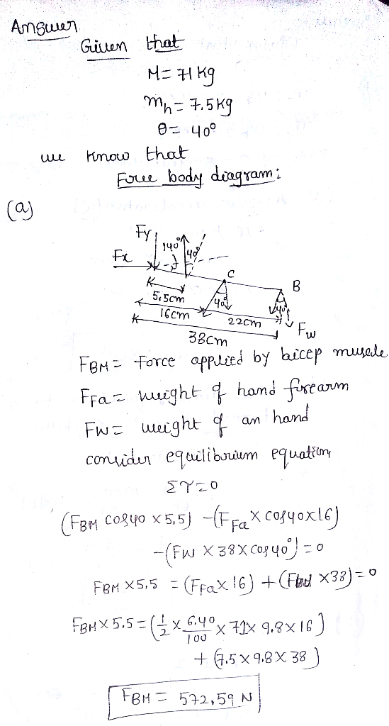 Amgun Gien that now that Foue body dangram (aj 55cm IGcm 22Cm Fw 38Cm FBMForce appLied by bucep muyale FFa ught hamd frearm F