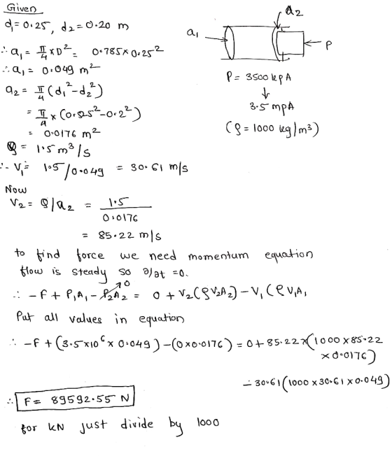 GİV ven = 1000 3 Now O0176 - g5.22 m s to jnd re we need momenlum eaaton Llow is Steadu So aJat0 Pur all values in equation -