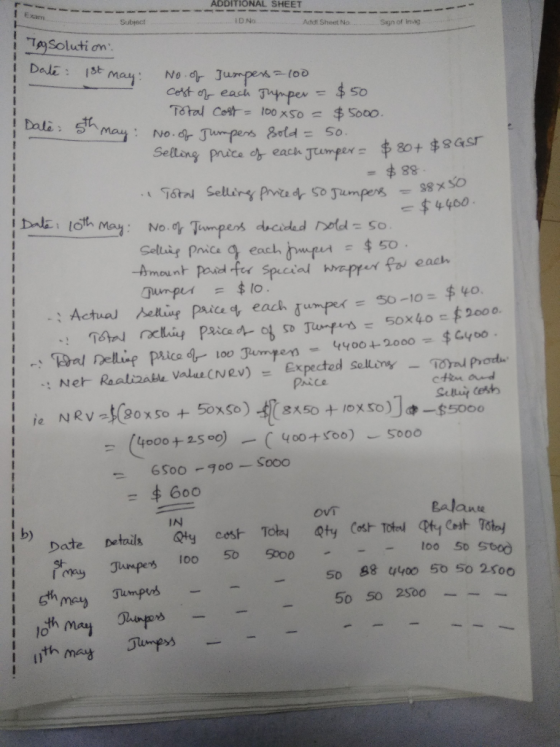 ADDITIONAL SHEET Exam ID No Addl Sheet No. Sign of invig on、 Cest or eash Date: = 88 x So $ 4460 . Actve being price qeach tu