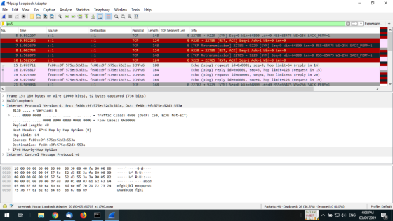 Npcap Loopback Adapter File Edit View Go Capture Analyze Statistics Telephony Wireless Tools Help Expression+ No. Time Sourc
