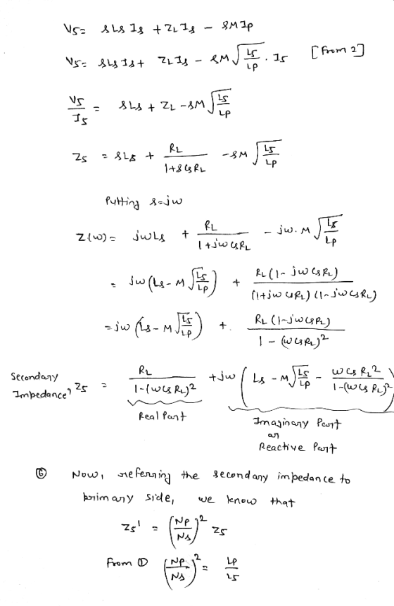 Secondaj)y Impedance?* eal Paun 3mayn any Part ал Reachve Pt bnim any Sde, we enoio that Lp N亼