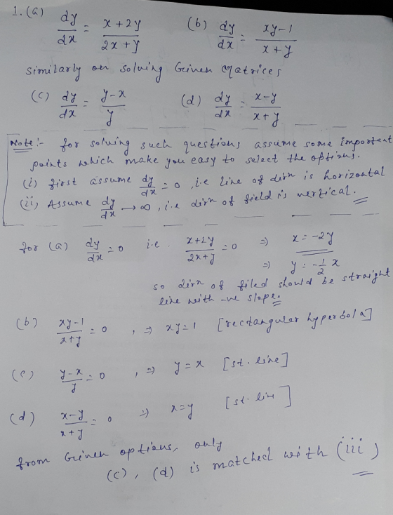 1. (6) dy X+2y (6) dy 1-Rx X 2x+y dx Simi larly Guinen atrices d) dy X t 0sehung poirts hich make yu easy to selaet the opt