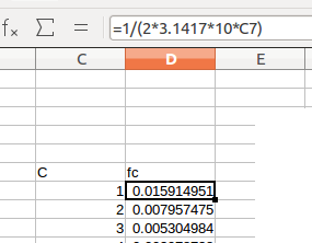 Σ = -1/(2*3.1417*10°C7) fc 2 0.007957475