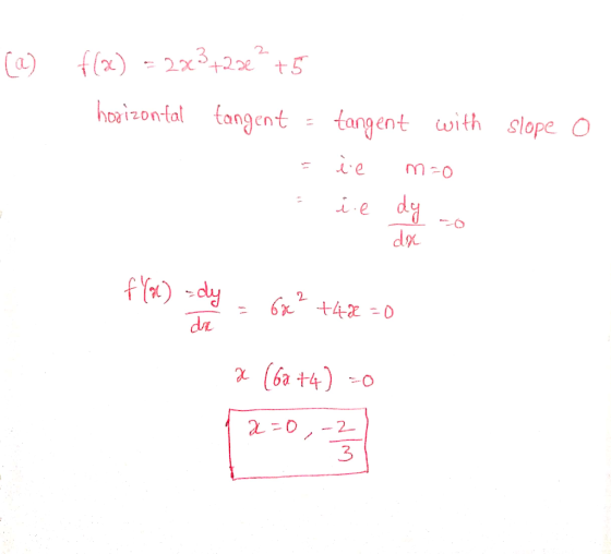23+23e +5 fx) with slope O hoizontal tangent tangent m 0 dy ie 6xt4- D (62 t4)