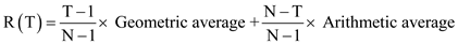 N-T T-1 × Geometric average +--× Arithmetic average N-1 R (T) N-1