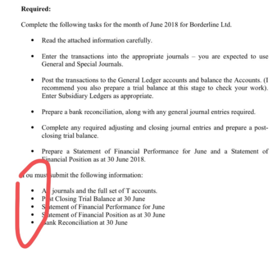 Required: Complete the following tasks for the month of June 2018 for Borderline Ltd. Read the attached information carefully