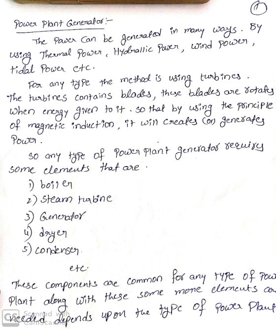 Power Pant Generafos tidal Pouer ctc fa any tỜPE the method is using turbines The hurbines contains blodes, these blades one