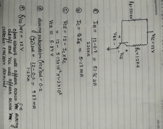 030-395 ppointments Vcc= 12V Re=12K2 Re-220 Ka K VCE VBE IB= 12-07 51-30 UA 220K2 5 13 mA (b VCE= 12-TCX Rc 12-5.13X 163xl12
