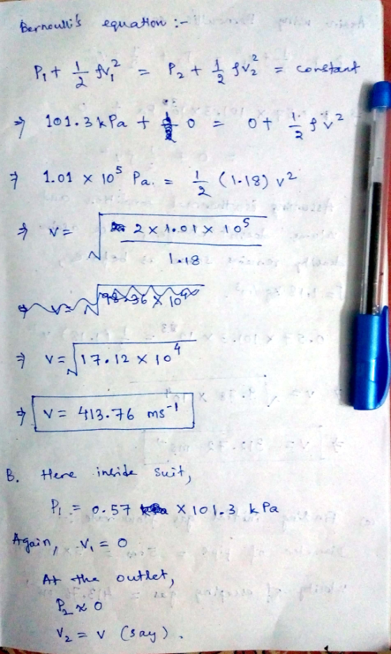 equaton Bernouls 2 constant PrtN 101.3kPa t 2 1 1. o1 x 10Pa. = (1-19) v 2 2 2 x .otx 1o 1e48 4 V17.12 X 10 V413.76 ms inide