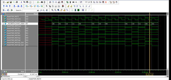 .-E-9-1 Search: test/FSM_INST/i test/FSM INST/clk test/FSM INSTIrst Sto Sto Sto 00 ◆ M-INST/current-state test/FSM INST/out /