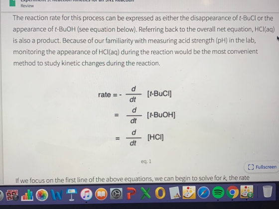 Review The reaction rate for this process can be expressed as either the disappearance of t-BuCl or the appearance of t-BuOH