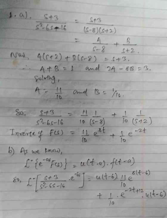 1.a). S43 s2-65416 St3 (S-8)(s+2) A 8-3 (+3. S+2 and AtB Seltng 24 B3, A 16 So, S+3 10 (512) 1o (s-8) S2-6s-16 -2t Invente f
