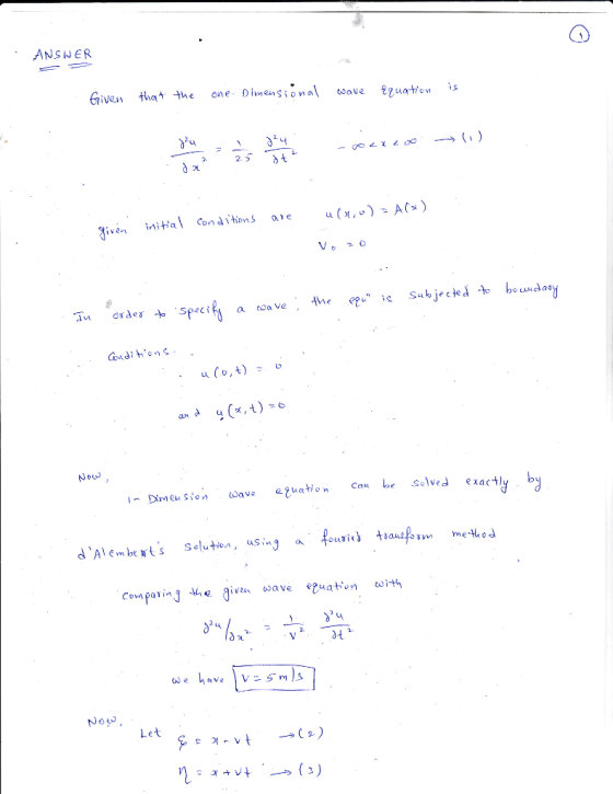 ANSWER that the one Dimenssonalaveuto iven Condiho. dt Let