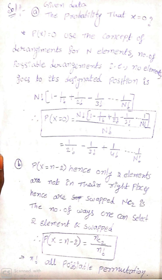 Give dato kranyiments o N elerments ses mated Fosithen ts 2 P(x --2 hence onl elements The no o as ome can Selee 2 element Sw