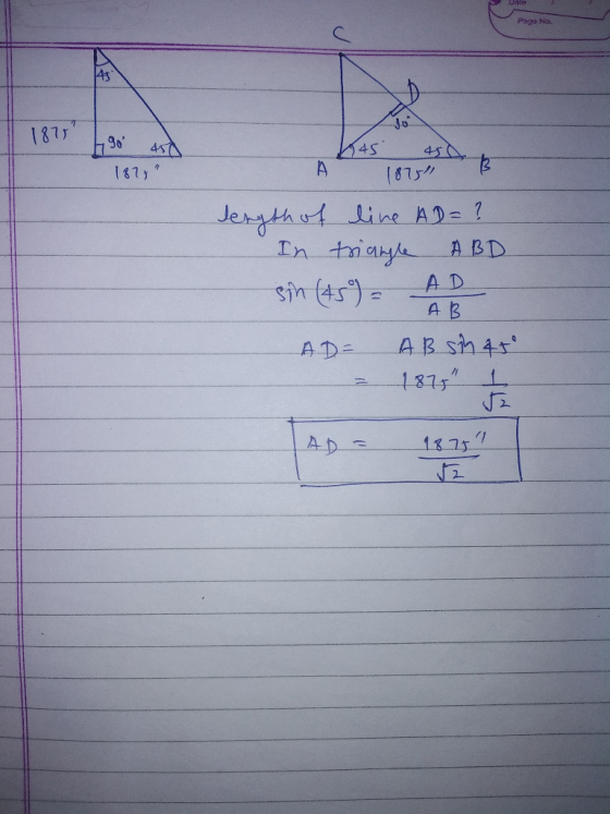 Dnte Page No. 43 J6 187 90 45 45 147) (075 Jeryth ut line AD- In triaye A BD A D sin ts)= A B AB sh 4 1815 ADE /1 1375 ADE