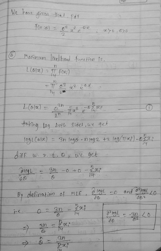 2 uneion is 러2 dtaling log both Sidel we ge es , wt O ve ge By definat ion of MIE, logL-o and 22わ 3n