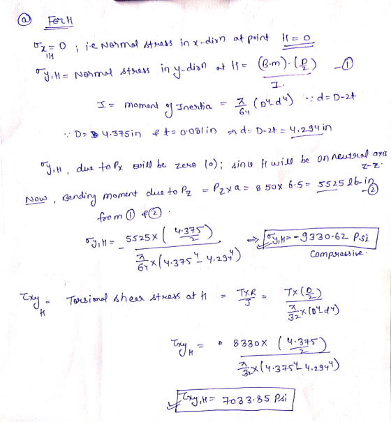 For H ie Nermal Atrass in x -dixn at pojnt in y-disn jH=Nemat Atos (&) Cw u .: d= D-2+ ス(oLd) momant ゴnertia fto.081in D 4.3