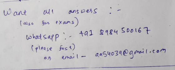 W ant out ans ess (algo los exams sapp:-ta 1 184 5.00 167 (please fus t) os ema a540346 mail com