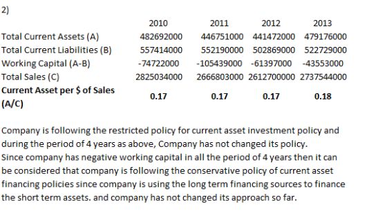 2) 2011 2013 2010 2012 Total Current Assets (A) Total Current Liabilities (B) 482692000 446751000 441472000 479176000 5574140