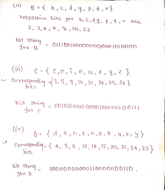 B =b, c, d, 9, p, tv}. respective bits jor b, C,d 9, P,v ase 2, 3,4 , 16 ,20, 22 bit staing O111DO100000000|000 101 0000 (ii)