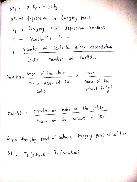 KĮ (YCt3ing point depression Constant Initial hambey ‘f Palti (les hslality- Moss f the solefeX molal mass ‘t the lo 6 o mass