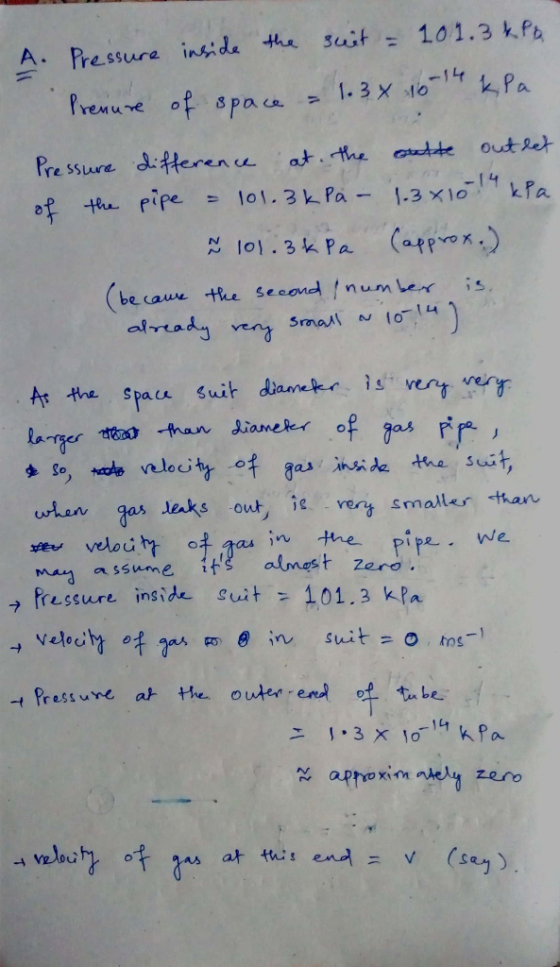 suit 101.3 kPa Pressure inside the A. o-1,Pa Premune of spa c 1.3 x out et crctte Pre ssure dfterene at. the 1.3 X10kfa 101.3