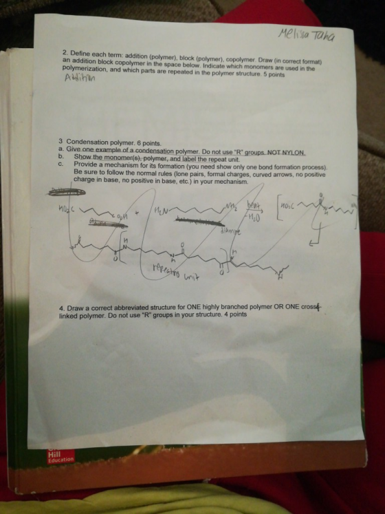 Meisa Taha 2. Define each term: addition (polymer), block (polymer), copolymer. Draw (in correct format) an addition block co