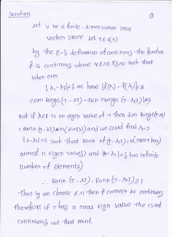 Solution uet y be a fimite -dimensional 91ea Nectoon space et Te Kv) nation ot continou is continous where Y8762570 such hat