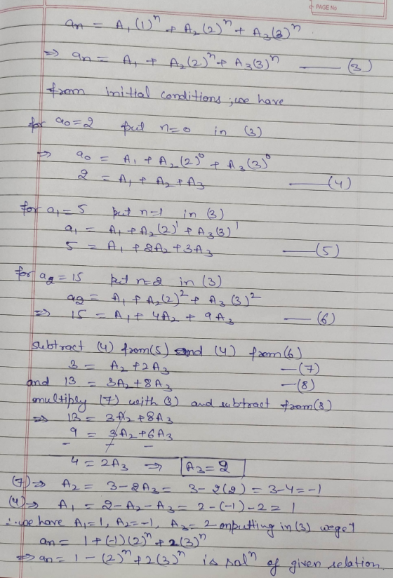 PAGE No A (2)t A la) A (3 mi-tial condlitionsne have (3) A, (2 A At t AzpA3 in 3) A (5) APaAp t 3A in (3) PA2 A (3)2 (6) IS A
