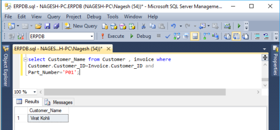 安ERPDB.sql-NAGESH-PC.ERPDB (NAGESH-PCNagesh (54))-Microsoft SQL Server Manageme...- File Edit View Query Project Debug Tools