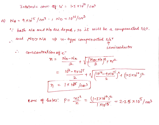 Na.al 치 51㎡.1 ND τ 014/tn® a) bath Na and No au doped, so it wil be a compensitad S/er. en sated se semiconeluct Cermteutrat