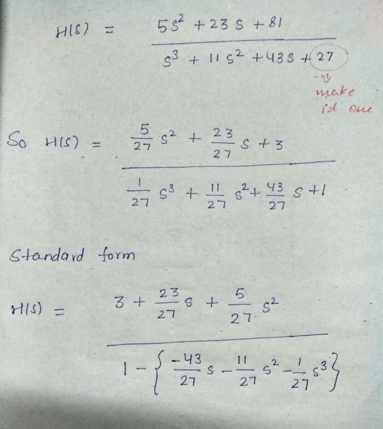 2 eke 5 So l-MS)=27 s2 + 2 7 2 7 27 Standard form 23 s2 His) = 2 7 27