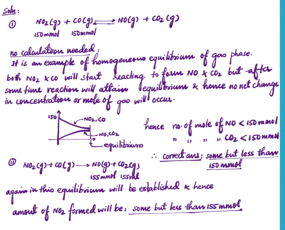Sola ISommol 50mmol в + cbан- Calaulatoon needed no t is a both No2 co will stait Some fime reachion will attain in concenta