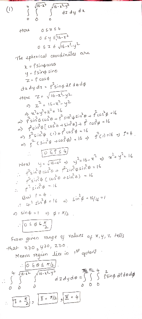 dz dy dz The pherical coordinale cos φ 乙 values hom gnen range 익 x,y,Z, tel/s Means reqion lie io 5 o 0