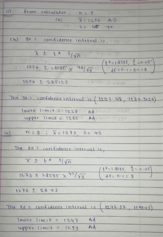 (1) from calculat ογ: heg Ca) bo . con fidence interved 1s 12.5 6 i ± 1.8585 %/G. 1256 t 28S123 ne-gay-confdenceintervalist 1