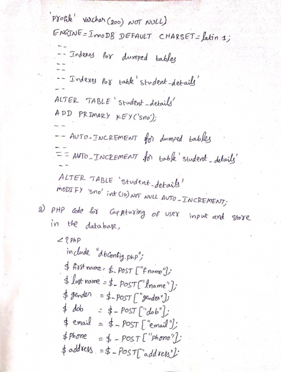 PY ffe NOLL) Varchah (200) NOT ENAINE- Ino DB DEFAULT CHARSET-akin 1 Inderes foy dumped tables Indexey Po tabkstudent -detai