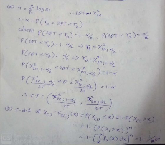 2 Log 20T -RPTa20T 2 PC29T - n; S(20TEYa) % YaXon PCin, 201 220, = 1- P 2n;1- 2 2 T 2T Xenjth on1h 2T 2T b) C.d.p of XaFxi) P