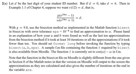 2(a) Let d be the last digit of your student ID number. But if d0, take d Example l . 1 of Chapter 4, suppose we want u ( 1 2