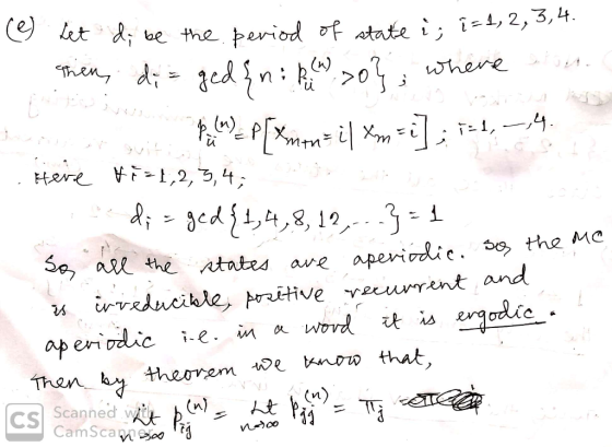 (elat be the period f tate i; î=1, 2,3,4 Then where Herz ,2, 3, 4 ge,, 1031 aperiodie. the Me irreducikle ponitive vecurrent