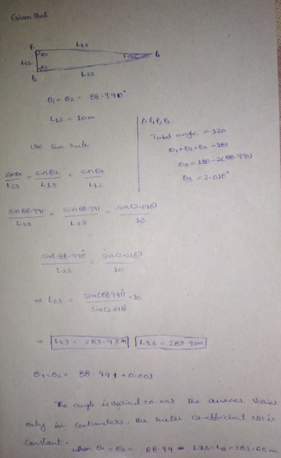 Given that Oi L12- し2.3 Total onde, 320 Use Sin rul, L23 L13 L12 ,SİL (2-016) sin 68.99 te Sin 68.79i. 10 し13 2.3 し2.3 since8