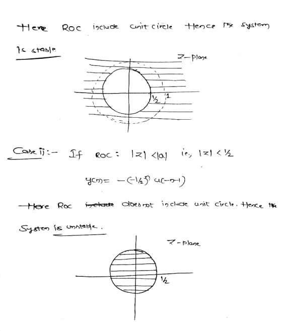 Syctem Hence Cunit circle iつCludk Roc ere フーPlone i*, 1z)く½ Case ROc uc-) y in clude unit circle. +yerce t doeb rot Here Roc