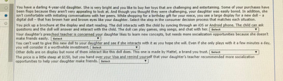 You have a darling 4-year-old daughter. She is very bright and you like to buy her toys that are challenging and entertaining