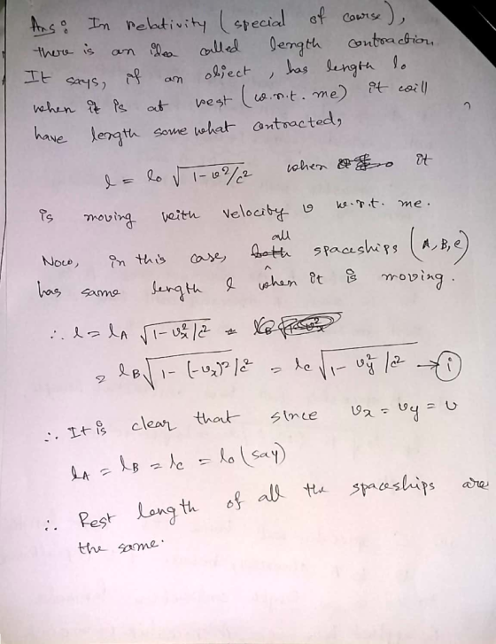 bs -m relativity ( special ef cour s) thute-is arnM.. о.ueQ 0ength toa cgen have lenqth sowe whet antnoctedl, beth spaceships