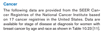 Cancer The following data are provided from the SEER Can- cer Registries of the National Cancer Institute based on 17 cancer