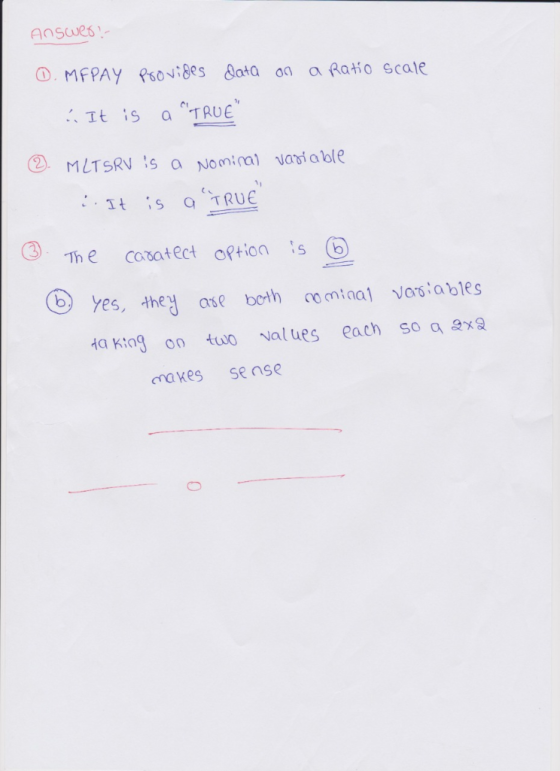 Anscues O MFPAy Pso8es ata on a Ratio ecale Tt is a TRUE t TRUE ③ The casatect option :s yes, he ase bolh ceminal vos:obles