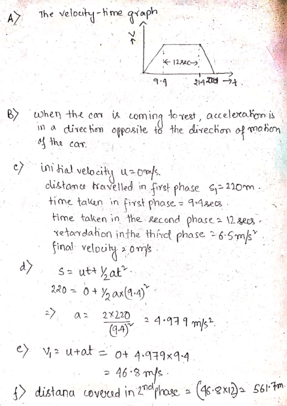velocity- hi me oph The AX 12c 3140여→t . when the ca ia coming torest, accelexaion is direc hen ogposite to the divechon of m