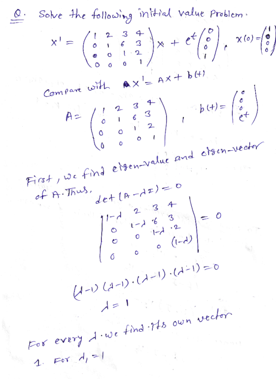O-. Soke the fellow、브 İntha value Problem 2 o 2 First, wc find Γ gen-value and chsen-vecrY- ,-d 23千 A-A- Por every Je find s
