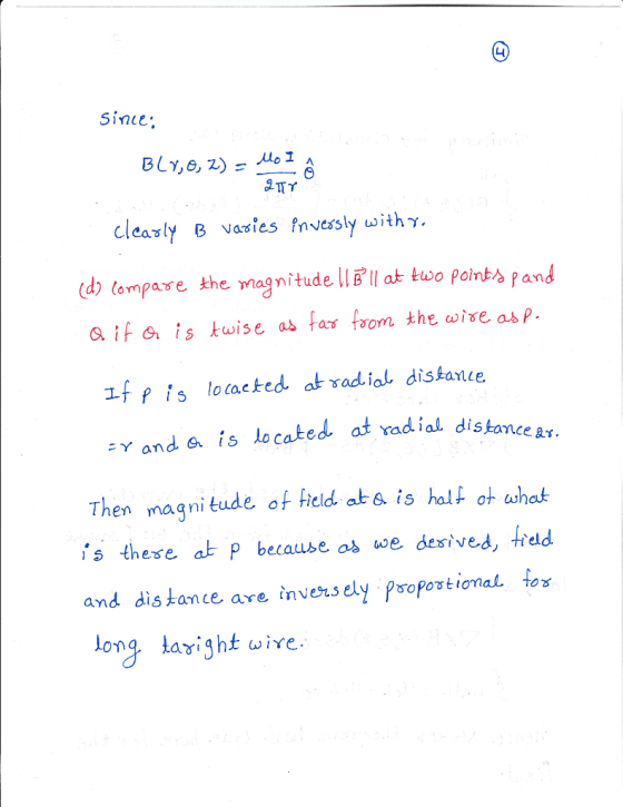 ㄐ Sinie. cleasly e vasies fnvessly with y d tompase the magnttude IBll at two points pand a if a is kwise as far foom the wi
