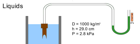 Liquids kPa D- 1000 kg/m* h 29.0 cm P = 2.8 kPa