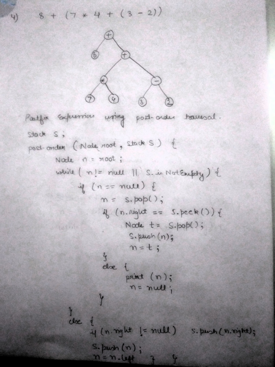9)8 (7 43 2)) 3 Stock S Node oot 4 (n.nigluts.peek()) t s.puoh (n) elre paint (n); S. push (n)